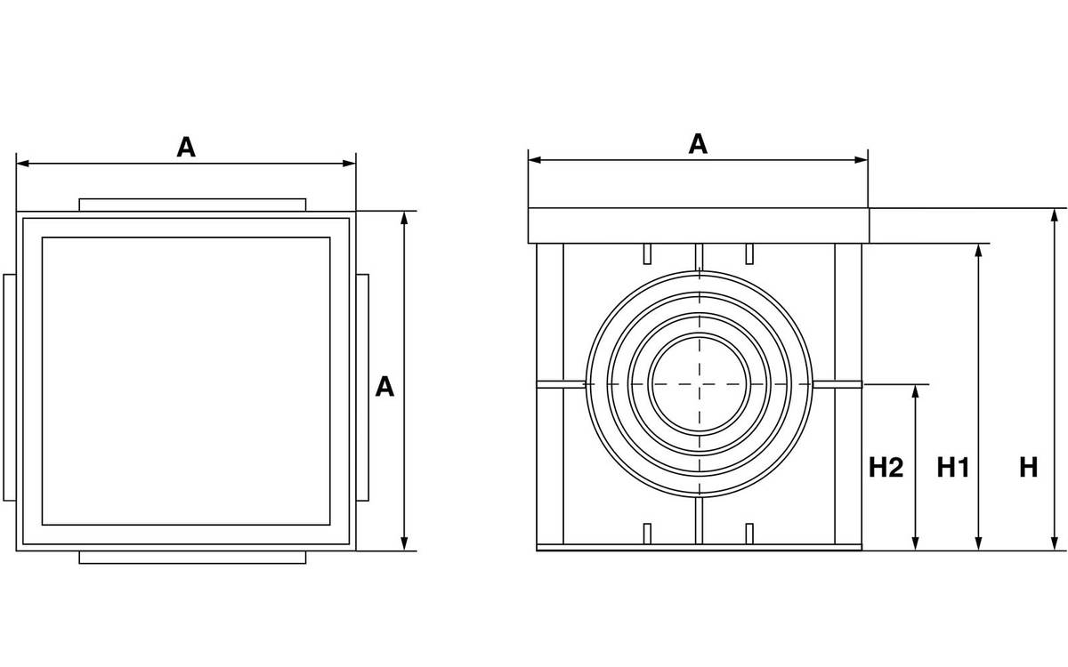 schema e quote pozzetto con coperchio rinforzato