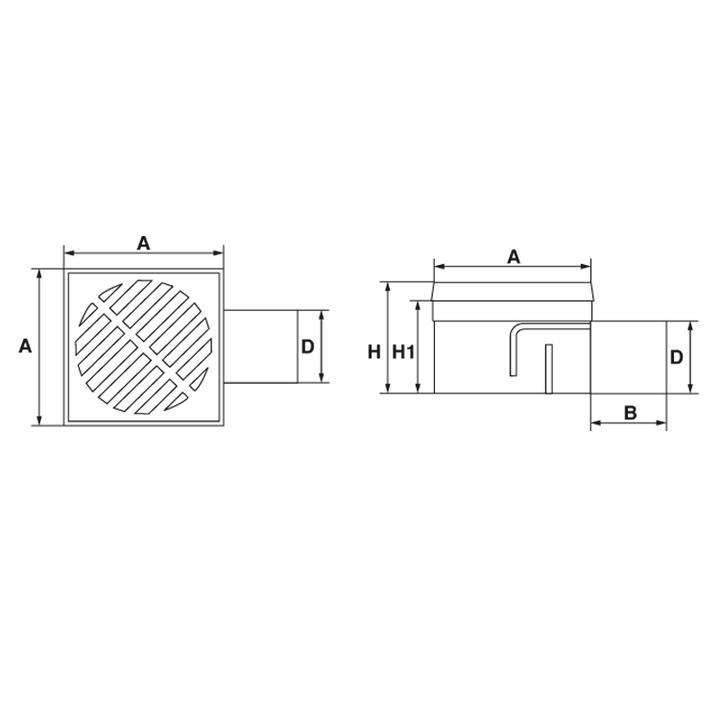 Polypropylene floor drain with side exit