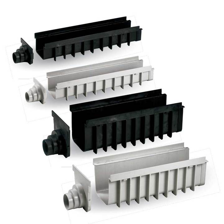 Polypropylene modular channel “MAXIMA” type with end cap exit and closure Polypropylene modular channel “MAXIMA” type with end cap exit and closure