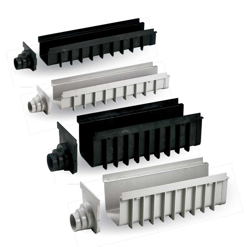 Polypropylene modular channel “MAXIMA” type with end cap exit and closure Polypropylene modular channel “MAXIMA” type with end cap exit and closure