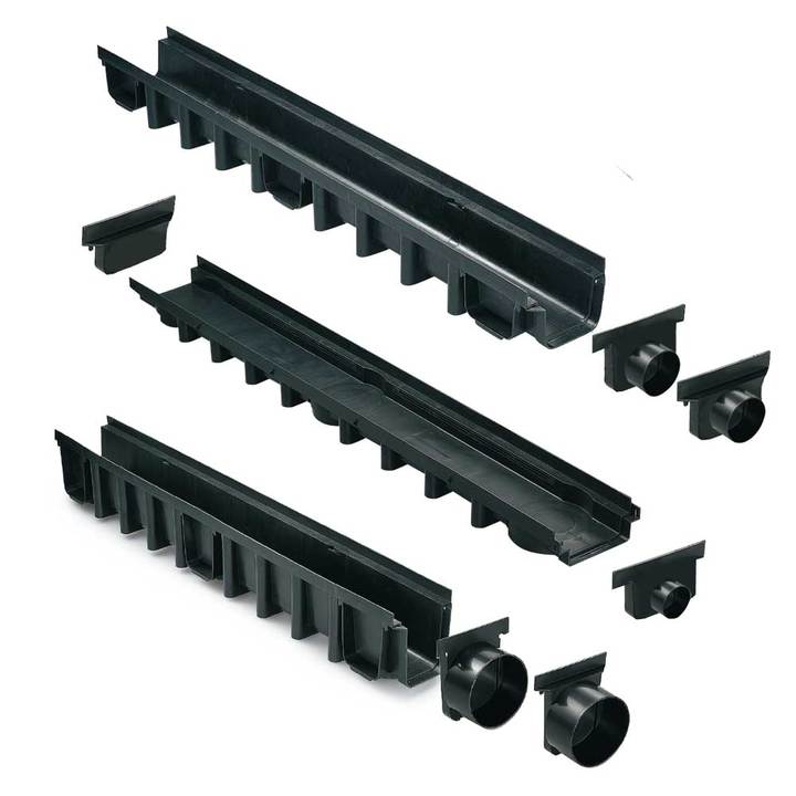Polypropylene modular channel “MAXIMA” type with end cap exit and closure Polypropylene modular channel “MAXIMA” type with end cap exit and closure
